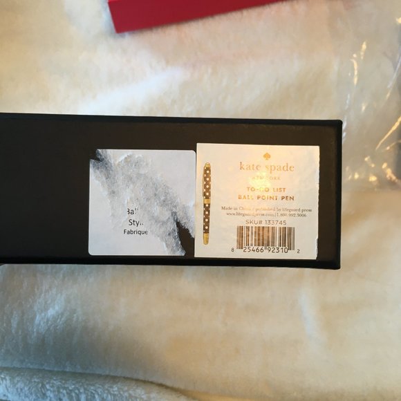 kate spade to do list ballpoint pen black white polka dot nwt - Picture 10 of 12